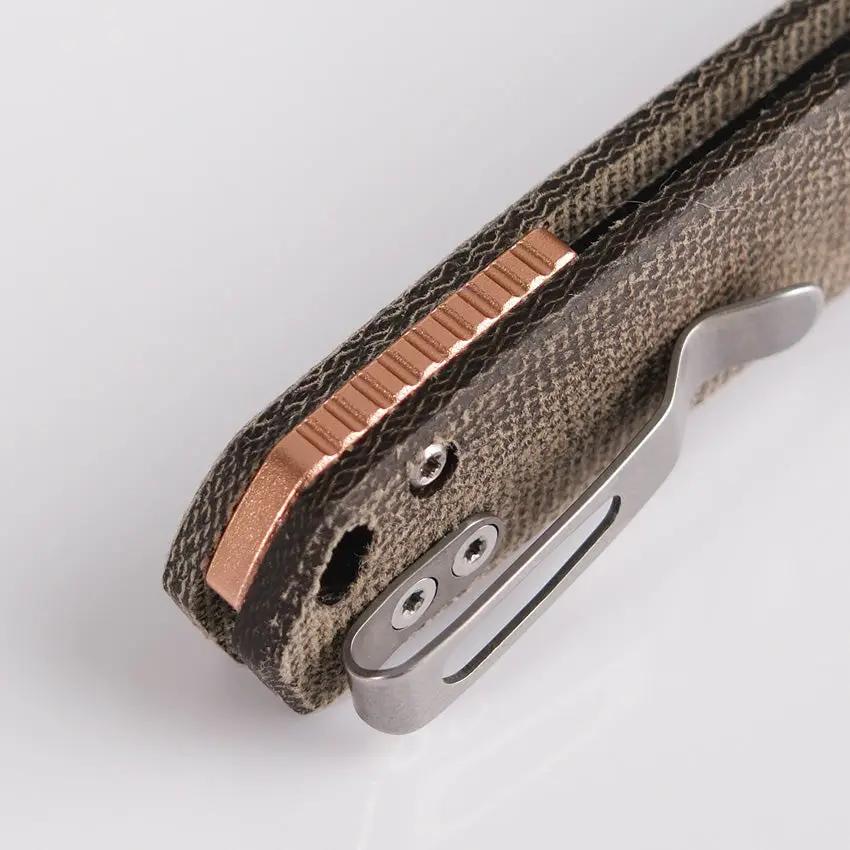 Vosteed Mini Psyop Crossbar Lock - Green Micarta Elmax Blade EDC Folding Knife With Pocket Clip by Vosteed