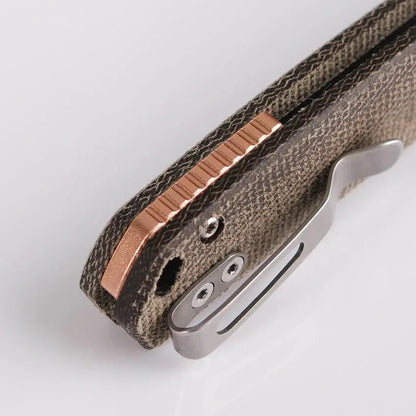 Vosteed Mini Psyop Crossbar Lock - Green Micarta Elmax Blade EDC Folding Knife With Pocket Clip by Vosteed