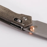 Vosteed Mini Psyop Crossbar Lock - Green Micarta Elmax Blade EDC Folding Knife With Pocket Clip by Vosteed
