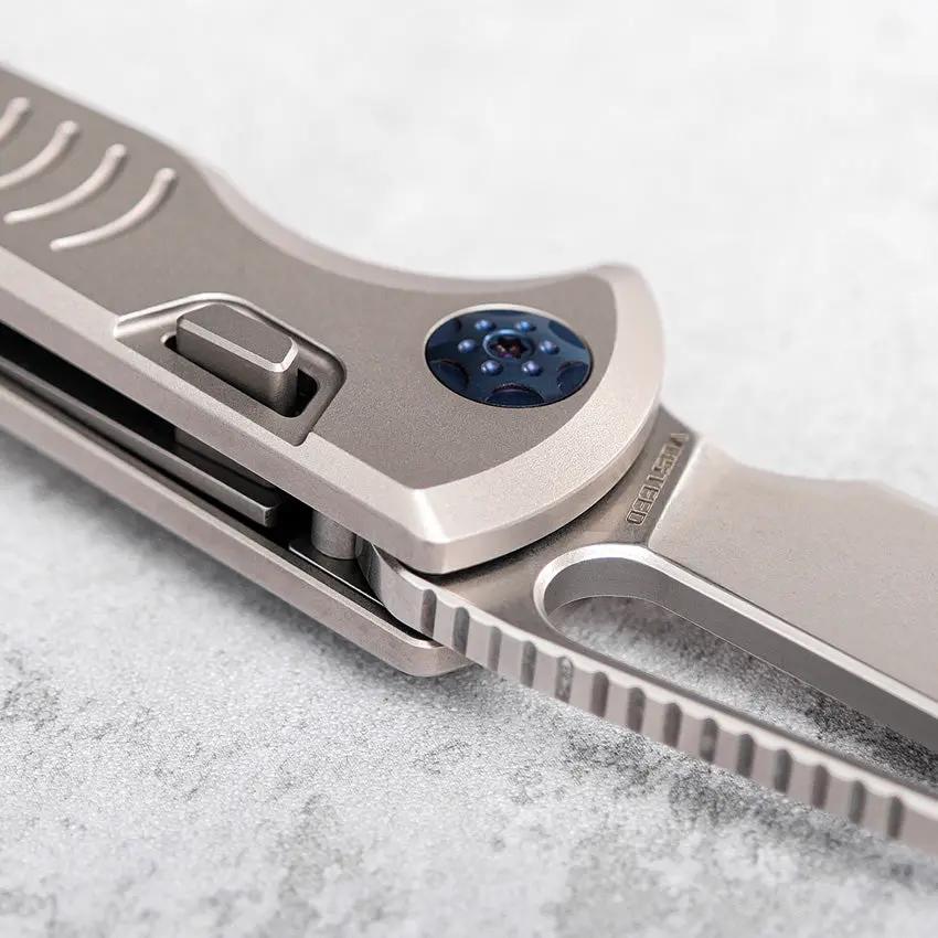 Vosteed Gavko Leopard - Premium M390 Stonewash Sheepsfoot Blade Gray Titanium Handle For EDC by Vosteed