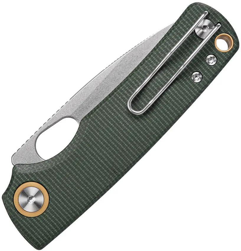 Vosteed Porcupine Premium Top Linerlock Knife - Green Canvas Micarta Handle and 14C28N Sandvik Blade for EDC by Vosteed