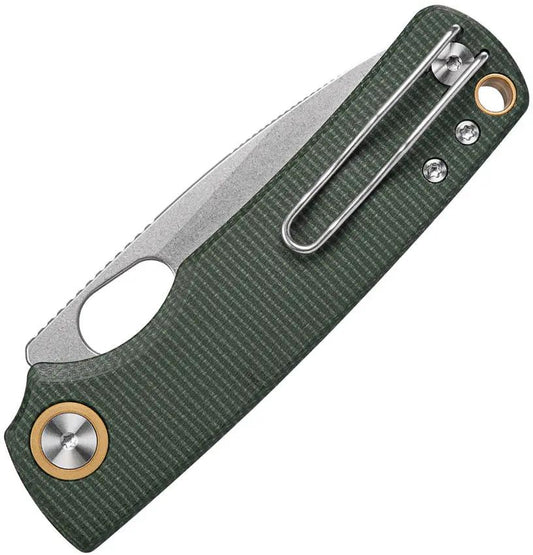 Vosteed Porcupine Premium Top Linerlock Knife - Green Canvas Micarta Handle and 14C28N Sandvik Blade for EDC by Vosteed