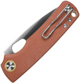 Vosteed Porcupine Top Linerlock - Compact EDC Knife With 3 Inch Satin Drop Point Blade And Brown Canvas Micarta Handle by Vosteed
