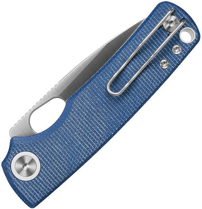 Vosteed Porcupine Top Linerlock Knife - Compact EDC Folding Knife With 3 Inch Satin Blade And Blue Canvas Micarta Handle by Vosteed