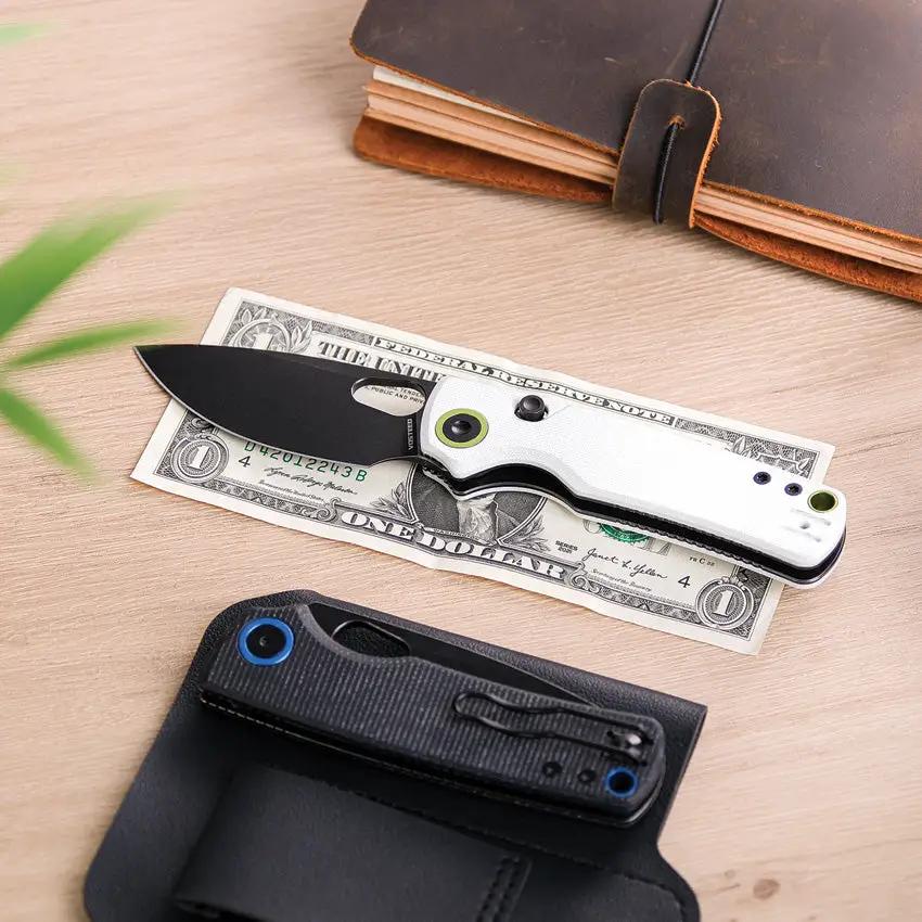 Vosteed Porcupine Top Linerlock Knife - White G10 Handle With Green Accents For EDC Enthusiasts by Vosteed