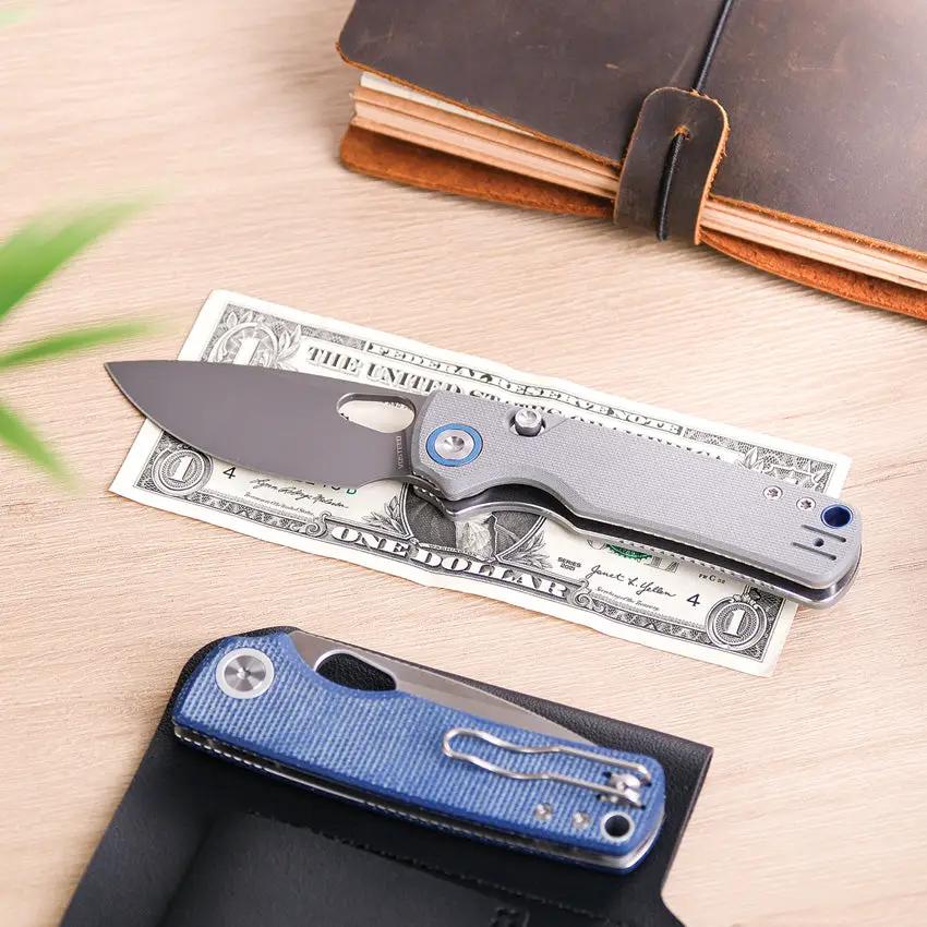 Vosteed Porcupine Top Liner Lock Knife - 3 Inch Drop Point Blade 14C28N Gray G10 Handle For EDC by Vosteed