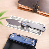 Vosteed Porcupine Top Liner Lock Knife - 3 Inch Drop Point Blade 14C28N Gray G10 Handle For EDC by Vosteed