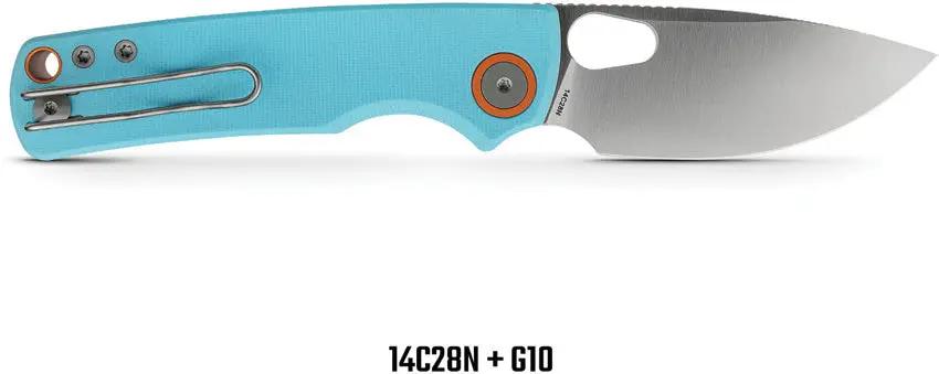 Vosteed Porcupine Top Linerlock Sky Blue G10 Handle - Premium 14C28N Drop Point EDC Knife by Vosteed