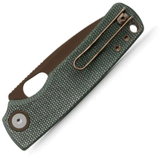 Vosteed Porcupine Top Linerlock EDC Knife - 14C28N Sandvik Blade With Green Canvas Micarta by Vosteed