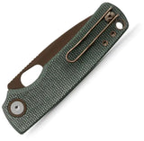 Vosteed Porcupine Top Linerlock EDC Knife - 14C28N Sandvik Blade With Green Canvas Micarta by Vosteed