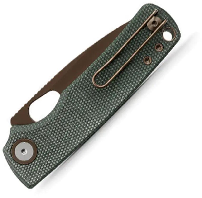 Vosteed Porcupine Top Linerlock EDC Knife - 14C28N Sandvik Blade With Green Canvas Micarta by Vosteed
