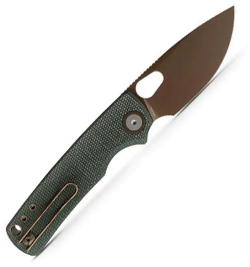 Vosteed Porcupine Top Linerlock EDC Knife - 14C28N Sandvik Blade With Green Canvas Micarta by Vosteed