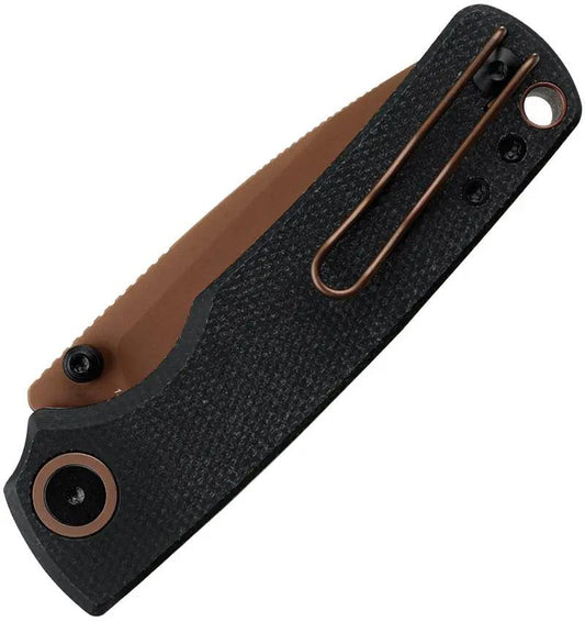 Vosteed Porcupine Top Linerlock Knife - 14C28N Steel with Copper Dune Finish and Black Micarta Handle for EDC by Vosteed