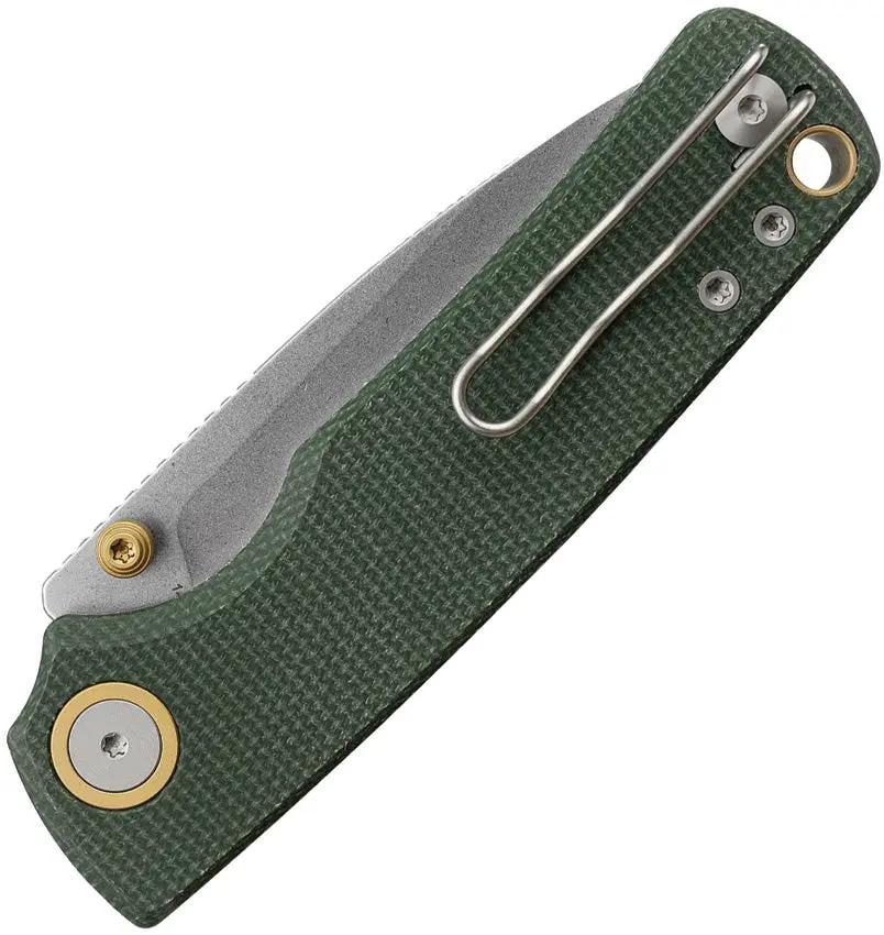 Vosteed Porcupine Liner Lock Knife - Compact 3-Inch Drop Point Blade Green Canvas Micarta Handle EDC by Vosteed