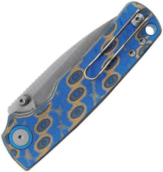 Vosteed Porcupine Top Linerlock EDC Knife Ocea A2614 - Satin 14C28N Blade And Blue Ocean Micarta Handle by Vosteed