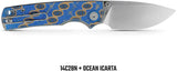 Vosteed Porcupine Top Linerlock EDC Knife Ocea A2614 - Satin 14C28N Blade And Blue Ocean Micarta Handle by Vosteed