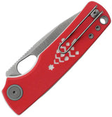 Vosteed Porcupine Top Linerlock Knife A2617 - 3 Inch Satin 14C28N Drop Point Blade With Red White G10 Handle For EDC by Vosteed