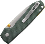 Vosteed Raccoon Top Linerlock Knife - Stonewashed 14C28N Blade, Green Canvas Micarta Handle, Premium EDC by Vosteed