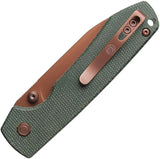 Vosteed Raccoon Premium Top Linerlock Knife - EDC Ready With 14C28N Copper Dune Blade And Green Micarta by Vosteed
