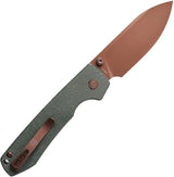 Vosteed Raccoon Premium Top Linerlock Knife - EDC Ready With 14C28N Copper Dune Blade And Green Micarta by Vosteed