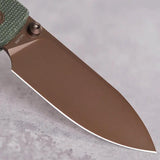 Vosteed Raccoon Premium Top Linerlock Knife - EDC Ready With 14C28N Copper Dune Blade And Green Micarta by Vosteed