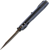 Vosteed Raccoon Top Linerlock Knife - Blue G10 Handle, 3.25in Bowie Blade, Copper Dune Finish by Vosteed