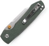Vosteed Raccoon Top Linerlock Knife - Premium EDC Knife With Stainless Bowie Blade And Green Canvas Micarta Handle by Vosteed