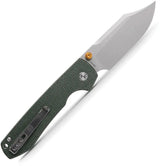 Vosteed Raccoon Top Linerlock Knife - Premium EDC Knife With Stainless Bowie Blade And Green Canvas Micarta Handle by Vosteed