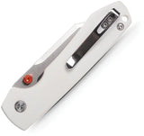Vosteed Raccoon Top Linerlock EDC Knife - Satin 3.25In 14C28N Bowie Blade With White G10 Handle by Vosteed