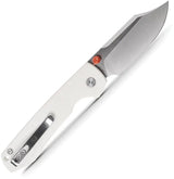 Vosteed Raccoon Top Linerlock EDC Knife - Satin 3.25In 14C28N Bowie Blade With White G10 Handle by Vosteed