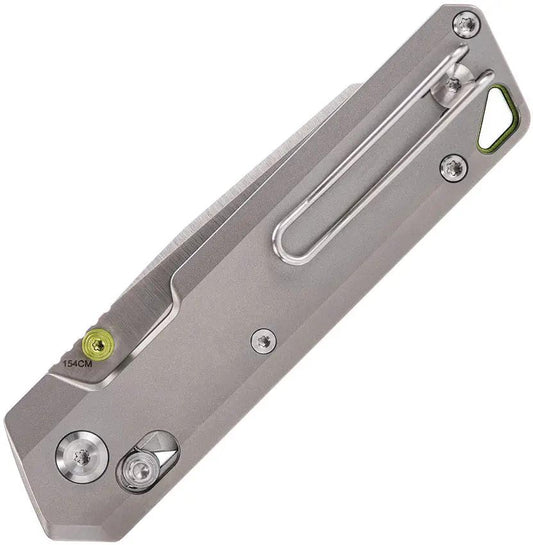Vosteed Parallel Crossbar Lock Gray A3503 Premium Folding Knife - Satin 154CM Blade With Titanium Handle by Vosteed