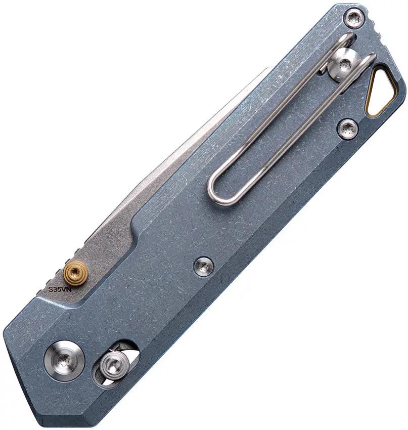 Vosteed Parallel Crossbar Lock Knife - Blue Titanium Handle With S35VN Reverse Tanto Blade EDC Ready by Vosteed