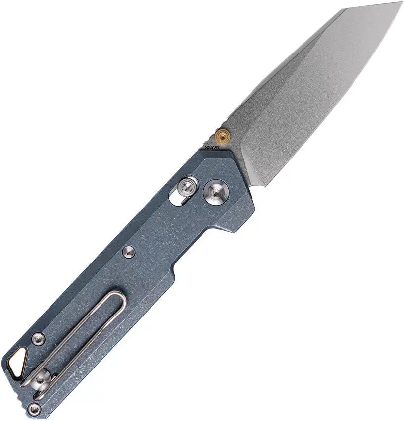 Vosteed Parallel Crossbar Lock Knife - Blue Titanium Handle With S35VN Reverse Tanto Blade EDC Ready by Vosteed