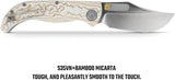 Vosteed Naga Top Linerlock Knife - Premium EDC Tool With Ivory Drift Bamboo Micarta Handle And Satin S35VN Blade by Vosteed