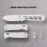Vosteed Vombat Crossbar Lock Gray Aluminum Handle Knife A4104 M390 Blade - Quick Swap Scale System For EDC by Vosteed