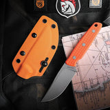 Vosteed Mink Fixed Blade Knife - Nitro-V Bead-Blast Blade With Orange G10 Handle For EDC Enthusiasts by Vosteed