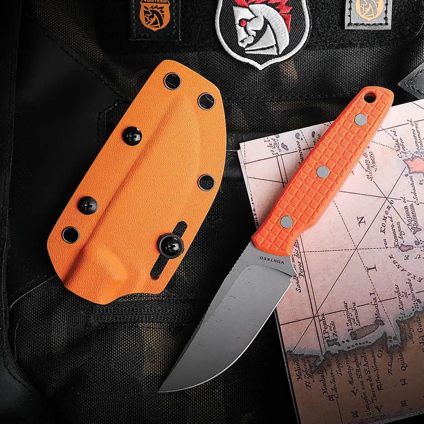 Vosteed Mink Fixed Blade Knife - Nitro-V Bead-Blast Blade With Orange G10 Handle For EDC Enthusiasts by Vosteed