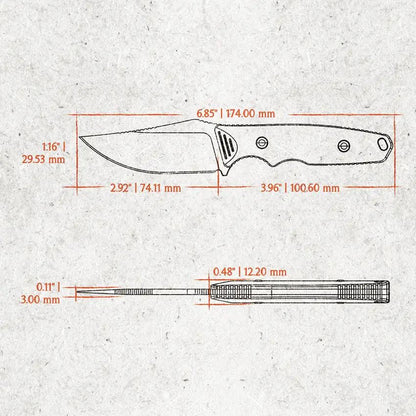 Vosteed H Back Fixed Blade Knife - Copper Rain Micarta Handle For Secure EDC Grip In Any Weather by Vosteed