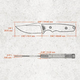 Vosteed H-Back Fixed Blade Knife Nitro V 3-Inch Clip Point Blue Ocean Micarta Full Tang - Compact EDC for Outdoor Tasks by Vosteed