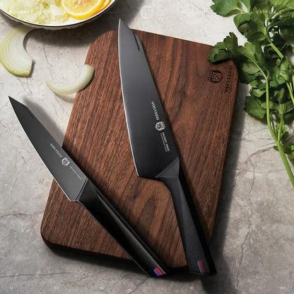 Vosteed Hackney Knife Set HKST7C02 Black Titanium Coated High Carbon Steel Blades With Full Tang G10 Handles For Chefs by Vosteed