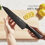Vosteed Hackney Knife Set HKST7C02 Black Titanium Coated High Carbon Steel Blades With Full Tang G10 Handles For Chefs by Vosteed