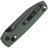 Vosteed Raccoon Crossbar Lock Knife Green Canvas Micarta Handle 3.25 Inch Drop Point EDC by Vosteed