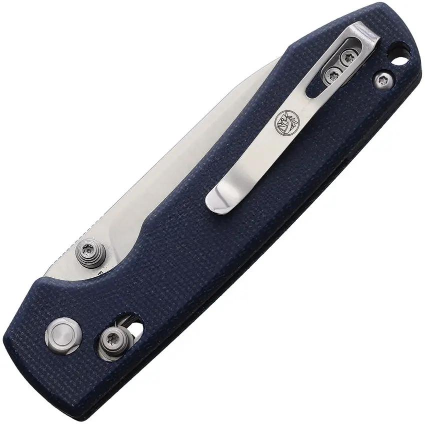 Vosteed Raccoon Crossbar Lock Knife - Premium 14C28N Blade With Blue Canvas Micarta Handle For EDC by Vosteed