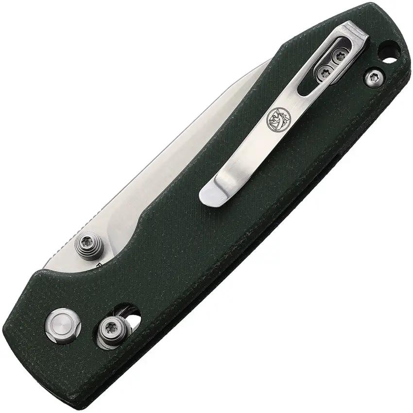 Vosteed Raccoon Crossbar Lock Folding Knife Green Micarta Handle 14C28N Satin Blade 3.25 Inch Drop Point - EDC Ready by Vosteed