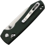 Vosteed Raccoon Crossbar Lock Folding Knife Green Micarta Handle 14C28N Satin Blade 3.25 Inch Drop Point - EDC Ready by Vosteed
