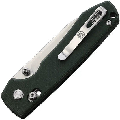 Vosteed Raccoon Crossbar Lock Folding Knife Green Micarta Handle 14C28N Satin Blade 3.25 Inch Drop Point - EDC Ready by Vosteed