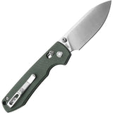 Vosteed Raccoon Crossbar Lock Folding Knife Green Micarta Handle 14C28N Satin Blade 3.25 Inch Drop Point - EDC Ready by Vosteed