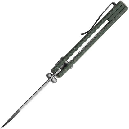 Vosteed Raccoon Crossbar Lock Folding Knife Green Micarta Handle 14C28N Satin Blade 3.25 Inch Drop Point - EDC Ready by Vosteed