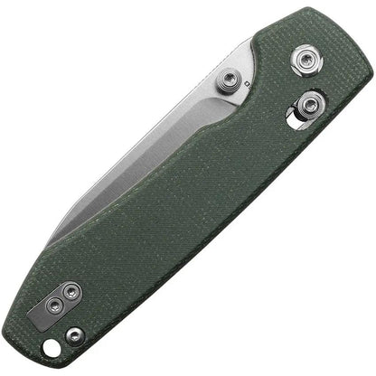 Vosteed Raccoon Crossbar Lock Folding Knife Green Micarta Handle 14C28N Satin Blade 3.25 Inch Drop Point - EDC Ready by Vosteed