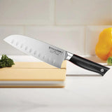 Vosteed Stallion 7 Inch Santoku Knife - Premium Satin Ground 4116 Stainless, Full Tang, Black G10 Handle by Vosteed